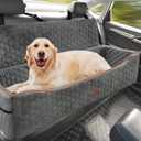 Dog Car Seat for Large Dog Under 100LBS,Pet Booster Back Seat Removable Washable Pet Travel Safety with Safety Tethers & Storage Pocket (Gray)