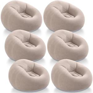 Realspring Inflatable Bean Bag Chairs Outdoor Blow up Camping Chairs Inflatable Lazy Sofa Folding Portable Bean Bag Loungers Couch for Adults Kids(Coffee,6 Pcs)
