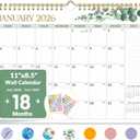 Forvencer 2026 Calendar, 18-Month Wall Calendar 2026, Jan 2026 to Jun 2027, 11" x 8.5" Monthly Planner Calendars with Note Pages & Stickers, Unruled Blocks, Spiral Binding Hanging for Home Office (Greenery)