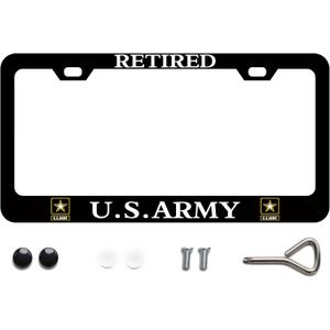 Retired Army License Plate Frame US Army Decorative Stainless Steel Car License Plate Cover for Men Women 12 X 6 Inch