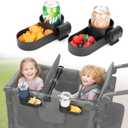Wonderfold Wagon Snack Tray with Spill-Proof Cup Holders - Compatible with WONDERFOLD W2 & 4 Elite (2 & 4 Seats) | Kid Snacks & Drinks Tray, Detachable, Easy Install, Dishwasher Safe (2-Pack)