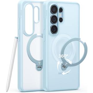 TORRAS Q3 Spin for Samsung Galaxy S26 Ultra Case with 360 Magnetic Stand, Fit for Magsafe, Hard PC Shockproof S26 Ultra Phone Case with Kickstand, Light Blue