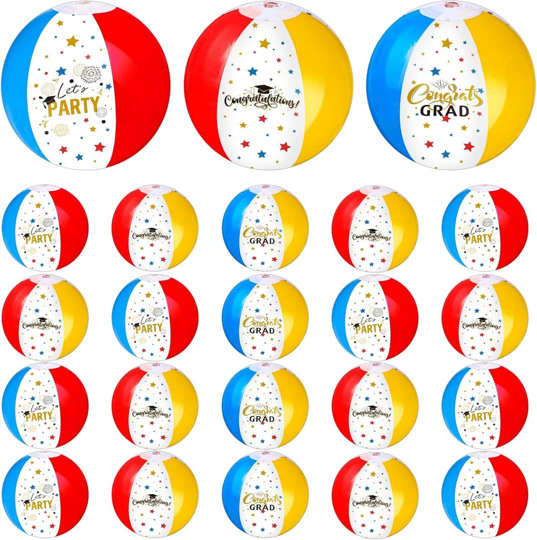 Hungdao 24 Pcs 5 Inch Beach Balls Graduation Party Favors Class of 2026 Grad Inflatable Beach Balls Congrats Grad College High School Kids Graduation Pool Party Supplies