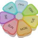ShysTech 7 Day Weekly Pill AM PM Round Organizer, Large Pill Case Pill Box 1 Time A Day for Pills/Medication/Supplements/Vitamin (Multi-Color)