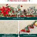 Softalker Christmas Rectangle Jacquard Tablecloth with Red Flower Bell, Polyester Poinsettia Vintage Floral Printed Table Cloth for Xmas Party Decoration/Holiday (60x120 Inch)
