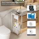 VOLDRA Toilet Paper Holder Stand with Storage Shelf, Free Standing Toilet Paper Roll Holder with Large Basket Heavy Duty Floor Double Tissue Dispenser for Bathroom Freestanding Tp Holder (Matte White)