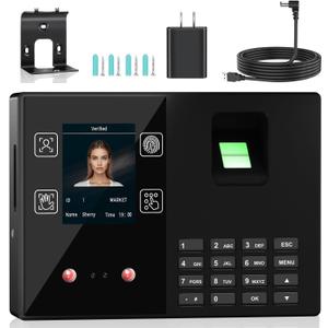 Time Clocks for Employees Small Business, Face + Fingerprint + Palm + PIN, Clock in and Out Machine for Employees, No Monthly Fee No Software Required