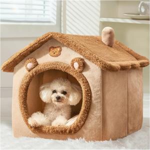 CAT BED, Cute Bear Shape Bed for Indoor Cats, Removable Cushion Pillow Cat Condo for Kitten