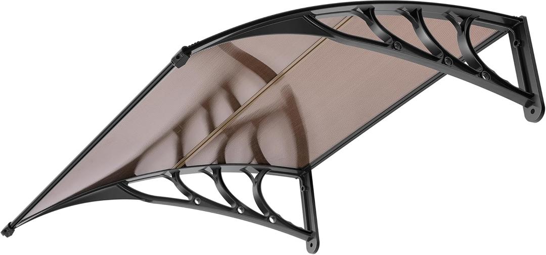 VIVOHOME Polycarbonate Window Door Awning Spliced Canopy Brown with Black Bracket 40 Inch x 40 Inch