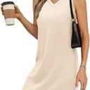 BKRIVE V-Neck Summer Casual Beach Dress for Women 2026 Vacation Women's Sleeveless Sundress with Split, Large