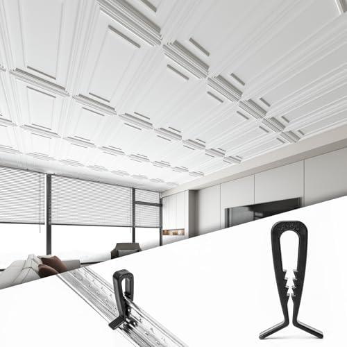 Art3d 100-Pack Hold-Down Clip for Drop Ceiling Tiles, 1.9 x 1 Inch Ceiling Grid Clips for Standard Ceiling Grid System