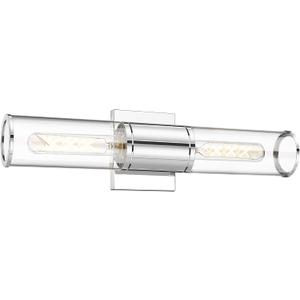 METWET Bathroom Vanity Light Fixtures, Chrome Wall Lights in Clear Glass Indoor Wall Sconce, Modern Wall Light Up and Down Wall Mount Lamp for Bathroom, Bedroom, Hallway, Kitchen, VL834-CH-CL