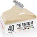 HOUSE DAY Beige Velvet Hangers 40 Pack, Non Slip Clothes Felt Hanger Heavy Duty for Coat, Premium Slim Space Saving Suit Hangers for Closet Organizer, 360 Rotating Silver Hook