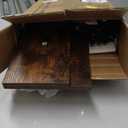 Furologee 6 Tier Ladder Shelf Bookcase, Tall Ladder Bookshelf Narrow with 2 Hooks, Industrial Metal Wooden Shelf Free Standing, Skinny Bathroom Shelves for Bedroom Living Room Kitchen, Rustic Brown