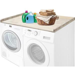 Skywin Washer Dryer Countertop 54 x 30 Inches, Single Real Solid Wood Butcher Block (Unfinished Plain Wood Surface) for One Unit Only (Washer or Dryer), Countertop Over Laundry Machine, Large