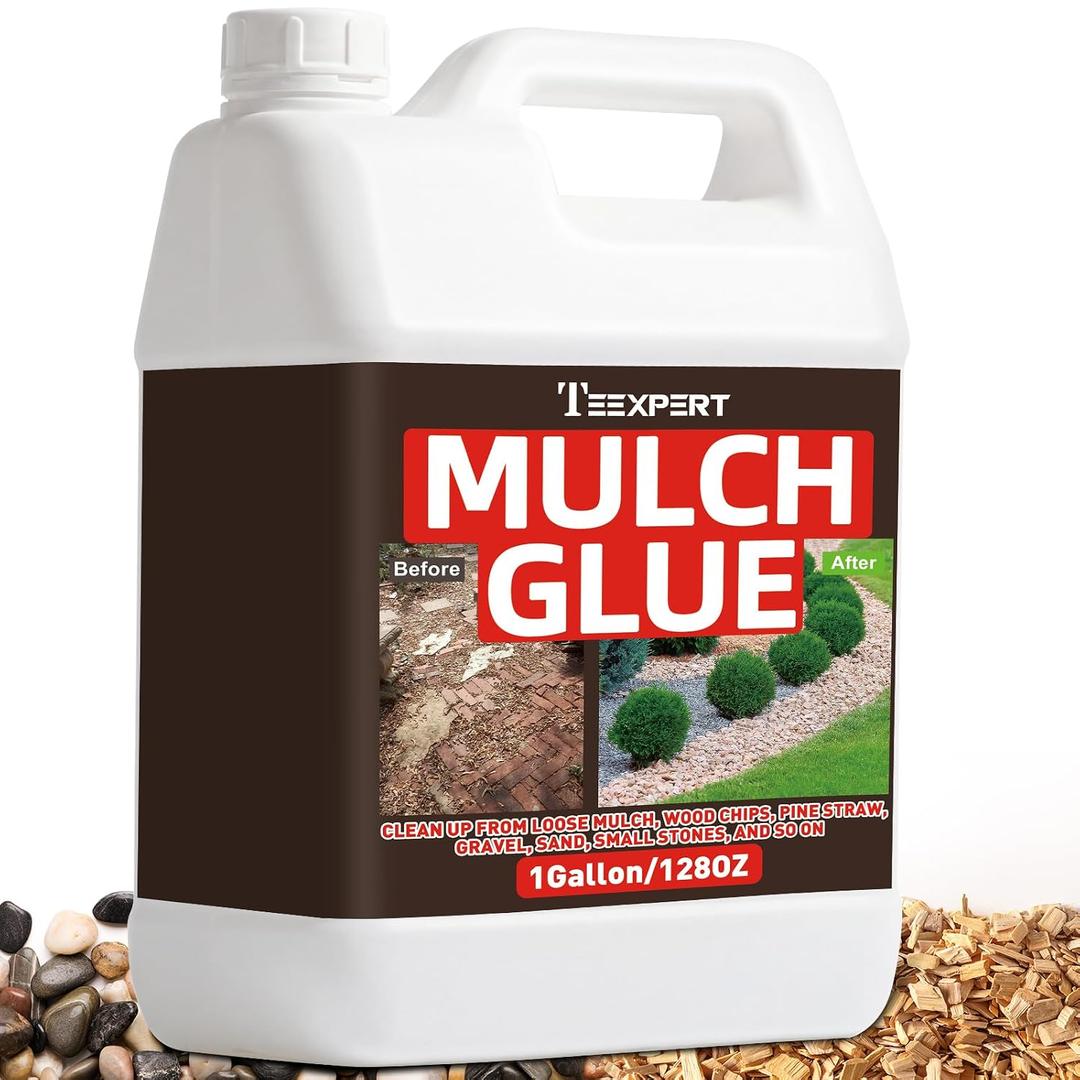 Teexpert Mulch Glue for Landscaping: 1 Gallon Rock Glue for Landscaping & Gravel Binder - Max Strength, Long Lasting Hold, Permeable Adhesive to Lock Pea Gravel, Stones, Rubber Mulch & Pine Straw