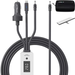 Starlink Mini Cable 10FT/3M, 3 in 1 Cable with Digital Voltage Display & On/Off Switch, 16AWG USB-C/Cigarette Lighter Car Adapter/DC to DC Starlink Mini Power Cable, Work with 140W+ PD Supply