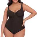 Women's Underwire One Piece Swimsuit (Medium, Onyx Black)