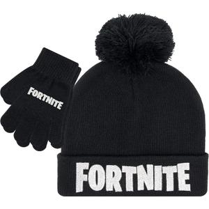 Fortnite Boys Winter Beanie Hat and Snow Gloves for Boys 2 Piece Set (5-13 Years, Black Silver)