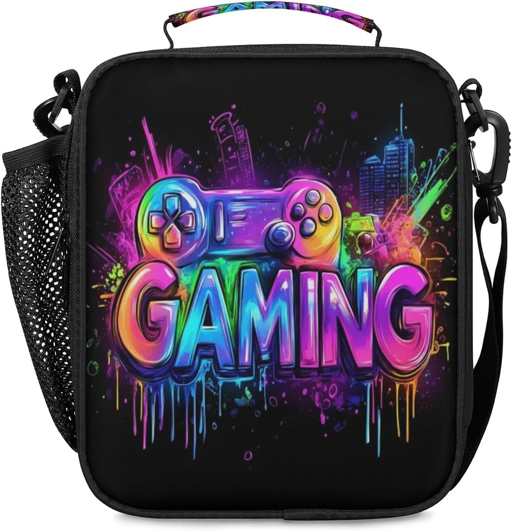 Kids Lunch Bag - Video Game Insulated Lunch Box for Girls Boys - Back to School Thermal Reusable Lunchbox Leakproof Cooler Tote Bag for School Picnic Travel