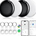 Air Tracker Tags-4 Pack, Dual System Smart Tag Compatible with Apple Find My & Google's Find Hub, Ultra-Light iOS & Android Bluetooth Tracking Key Finder Item Locator for Wallets, Luggage, Backpack (Black/White)