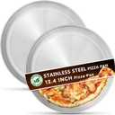 Kevenal Stainless Steel Pizza Pans 13.4 inch, Pizza-Pan for Oven, Steel Pizza Tray, Round Pizza Plate Set of 2 (Extra Thick)