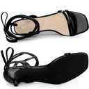 Allegra K Women's Black Strappy Heel Slingback Lace Up Kitten Heels Sandals, 11 M US