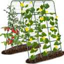 Thicken Cucumber Trellis for Raised Bed, 63"x47.44" Garden Trelli for Climbing Plants Outdoor with Climbing Net, Metal Arch Vegetables Trellis for Cucumbers, Grapes, Tomatoes, Vines,Green