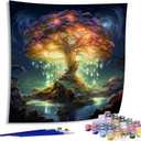 Diymood Paint by Numbers for Adults Tree, DIY Oil Painting Colorful Acrylic Paint by Number Kits for Adults Beginner for Home Wall Decor 20x20 inch