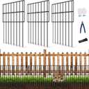 25 Pack Garden Animal Barrier Fence, 17in(H) x27ft(L) No Dig Decorative Fences, 1.5in Spike Spacing Rustproof Metal Garden Fence Border for Dogs Rabbits, Bottom Blocker for Outdoor Yard Patio