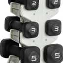 Tone Fitness Neoprene Dumbbell Set with Storage Rack  Non-Slip, Anti-Roll Hand Weights for Home Gym Workouts | 20 lb, 32 lb, & 50 lb Options (Black)