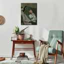 Emerald Green Reading Woman Canvas Wall Art Abstract Cozy People Wall Decor Pictures Minimalist Green Feminine Aesthetic Poster Print for Bedroom Living Room Home Decoration 16x24in