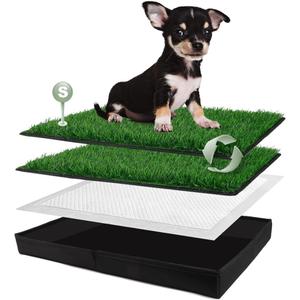 HQ4US 4LEGS Dog Grass Pad with Foldable Dog Litter Box, Small Liner Base (2315) for Balcony, 2 Artficial Grass Pee Pads for Dogs, Pee Pad Holder, Potty Training