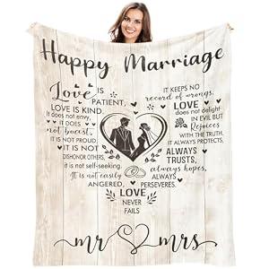 Kazdan Wedding Gifts for Couples 2025 Blanket, Bridal Shower Gifts, Engagement Gifts for Couples, Newlyweds, Bridal Shower Gifts for Bride to Be, Anniversary Mr and Mr Throw Blanket 50"x60"