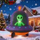 GARIG 5FT Christmas Inflatables Outdoor Decorations Aliens and UFO Build-in LEDs Lights Blow Up Yard Decorations for Garden Lawn Window Indoor Party Holiday Decor