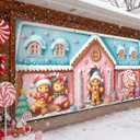 6 x 13 ft Christmas Garage Door Banner Decoration Magnetic Garage Door Covers Large Christmas Backdrop Decorations for Indoor Outdoor Xmas Party(Macaron Gingerbread Men)