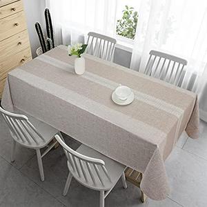 Vonabem 100% Waterproof Rectangle PVC Tablecloths, Vinyl Tablecloth with Flannel Backing, Wipeable Plastic Table Cover for Dinning, Picnic, Indoor and Outdoor(Brown, 52"x70")