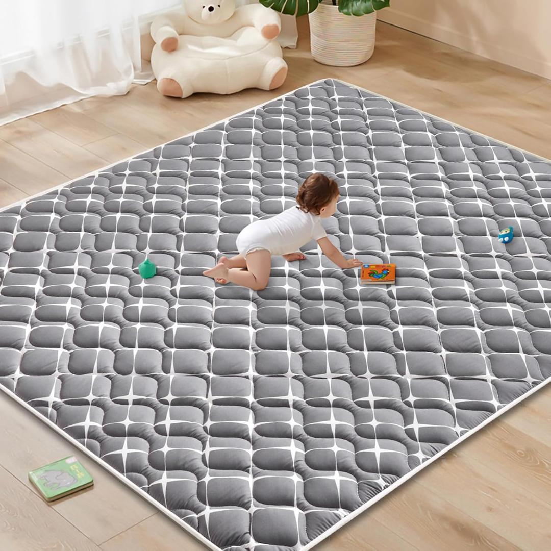 Baby Play Mat 79" X 71", Premium Thicker Foam One-Piece Crawling Mat, Anti- Slip Crawling Mat Activity Playmats for Babies,Toddlers, Infants, Play & Tummy Time (Grey White)