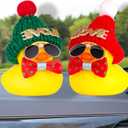 Rubber Duck Car Ornaments Yellow Ducks Car Dashboard Decorations for Christmas Decor and Home Decorations with Mini Hat Scarf and Sunglasses (B15)