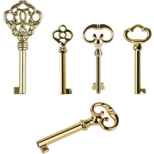 5-Key Skeleton Key Set,Universal Replacement Skeleton Keys Kit for Antique Dresser, Chinese Cabinet, Antique Furniture and Old Style Cabinets or Doors (5 pcs)