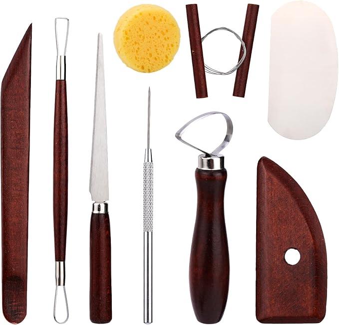 Pottery Tools Kit, Clay Tools Set, Ceramic Tool Kit, Pottery Tools and Supplies with Clay Cutting, Modeling, Trimming Tools for Smoothing, Cleaning, Carving