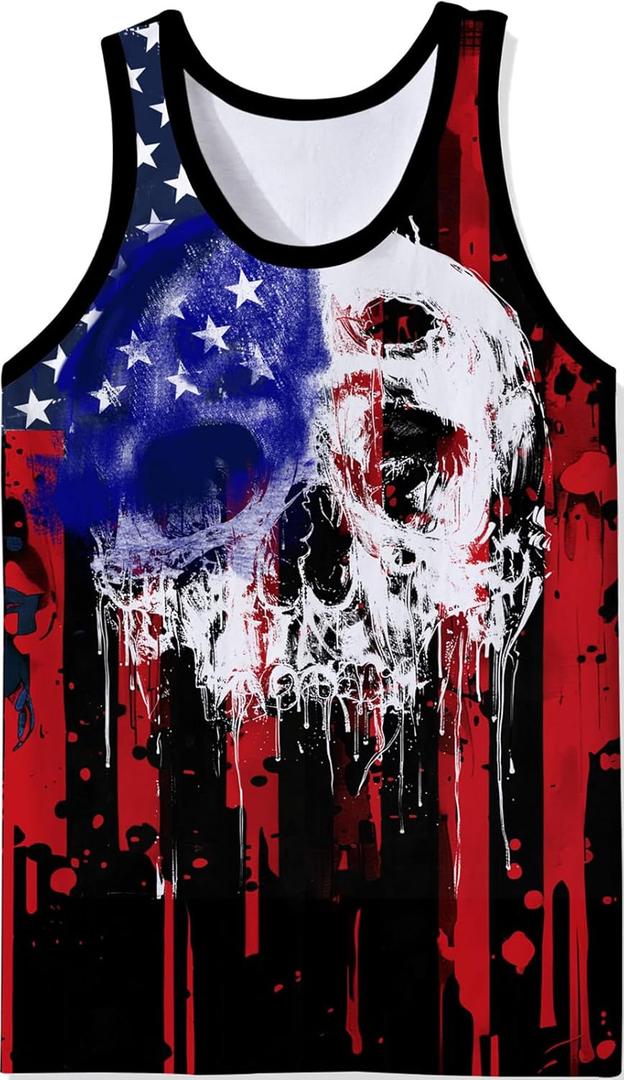 RAISEVERN Mens Tank Tops Summer Sleeveless Tee Cool Workout T-Shirts Beach Novelty Undershirts (XL)