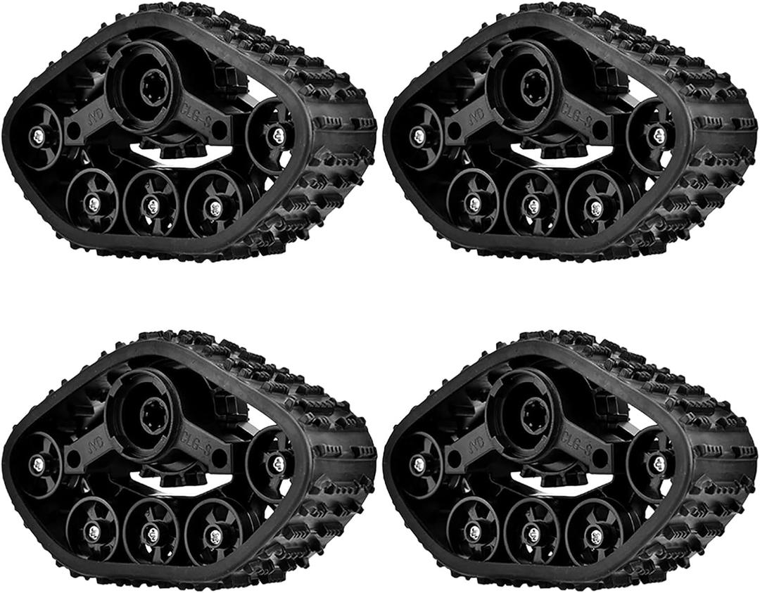 1/10 rc car Accessories, Rubber Track Style rc car Tires Metal hub Wheels Upgrade, Crawler tyre Set for All Terrain Mobile Vehicle