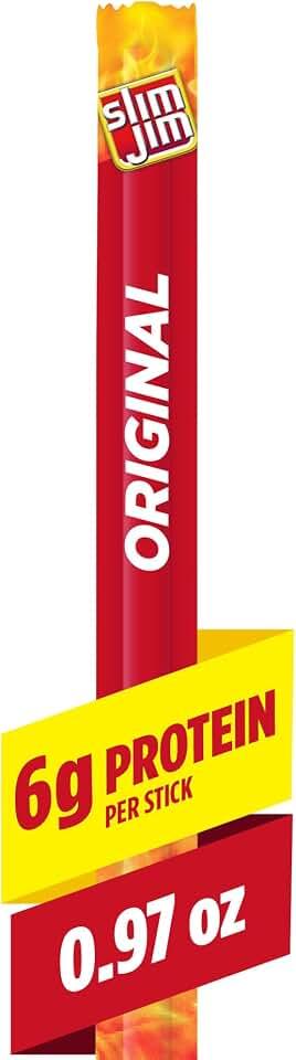 Slim Jim Giant Smoked Meat Sticks, Original Flavor, 6g Protein Per Stick, 0.97 5 pack BB 7/19/2026