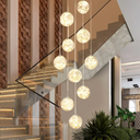 10-Light LED Staircase Chandelier Crystal Ceiling Lights Large Chandeliers for High Ceilings, Entryway Modern Lighting Fixture Villas and Stairs, Adjustable Length 16" W x79H，50W