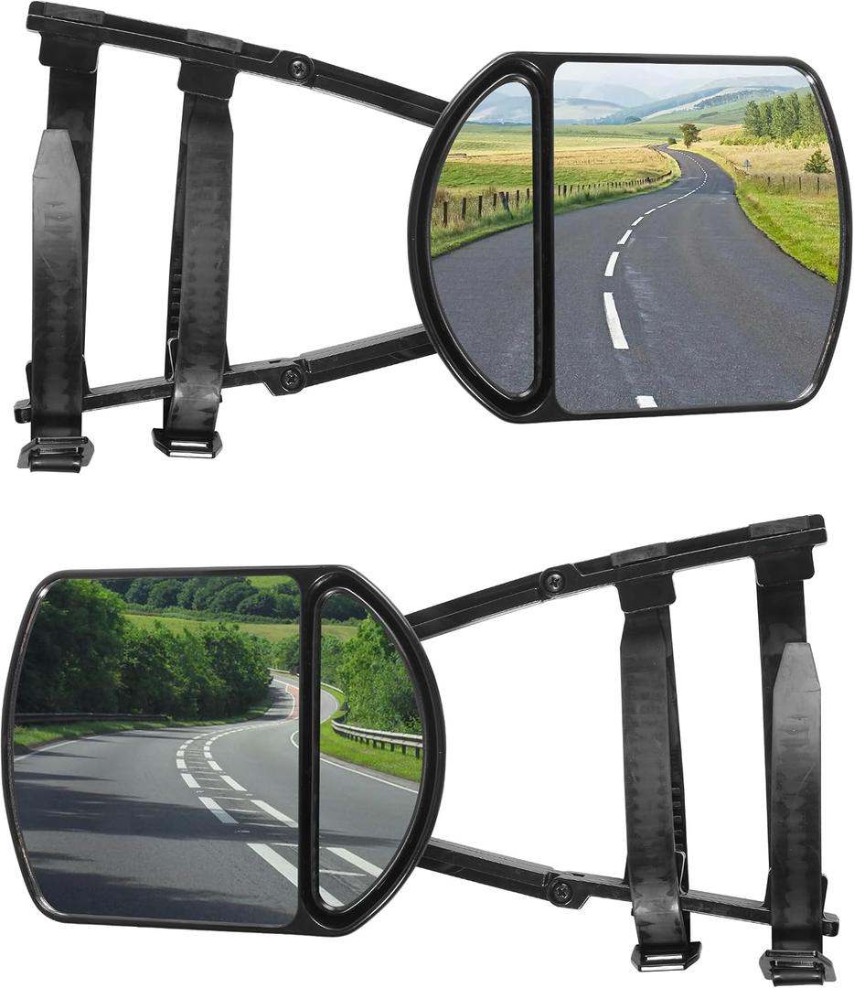Towing Mirrors, Car Accessories Towing Mirror Extensions, Universal 360 Degree Rotation Adjustable Clip-on Side Mirror Extensions for Towing, Suitable for Most SUV, Trailers, Jeep, RVs, Trucks