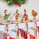 Set of 4 Christmas Stocking Holders for Mantle, 3D Resin Christmas Tree Santa Claus Stocking Hangers, Home Xmas Decorations for Fireplace Mantel Table Garland