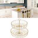 ZLXHDL Fruit Bowl,11.93in Iron Round Golden 2 Tier Fruit Basket Nordic Household Snack Storage Tray for Kitchen Parties for Fruits Vegetables