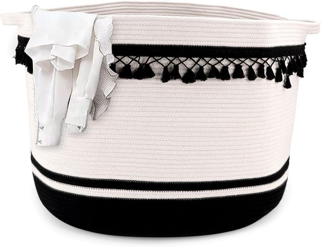 127L Blanket Basket 24" x 24" x 18" Woven Laundry Baskets for Storage with Handle, Nursery Blanket Basket for Cushions, Clothes, Toys,Pillons