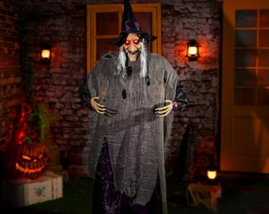 ELAMAS Animatronics 66 inch Dancing Witch Halloween Decorations - Sound Activated with Creepy Sound, Spooky Move, Light Up Eyes, Haunted House Scary Decor Horror Prop for Indoor, Outdoor, Yard Lawn